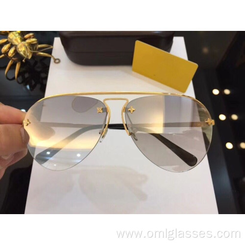 Semi Rimless Oval Sunglasses For Women